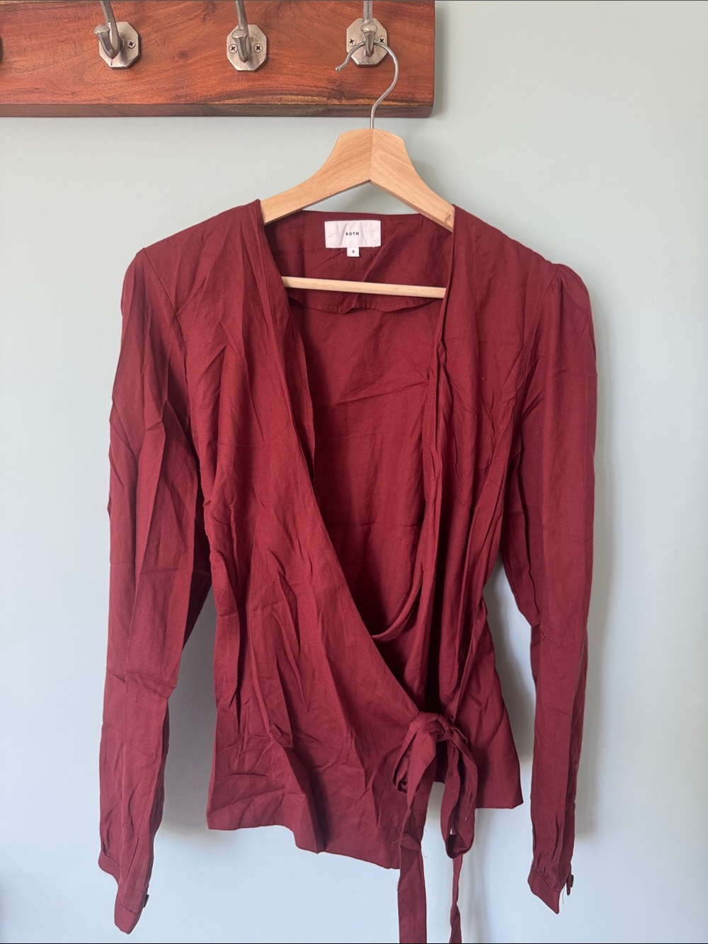 Kotn Burgundy Wrap Blouse